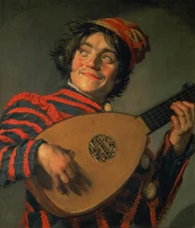 Portret van een Nar met een Luit