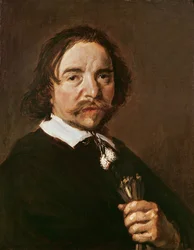 Portret van een man met een handschoen en zwart haar, ca. 1657