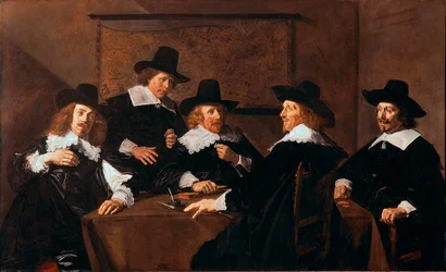 De regenten van het Hospice Sint Elizabeth van Haarlem. Schilderij door Frans Hals (ca. 1580-1666) 1641. Haarlem, Frans Hals Museum, Nederland