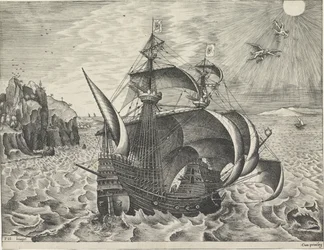 Zeilschip met de val van Icarus
