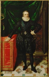 Henri IV, koning van Frankrijk, in zwarte hofgewaden ...