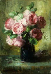 Roze rozen in een vaas