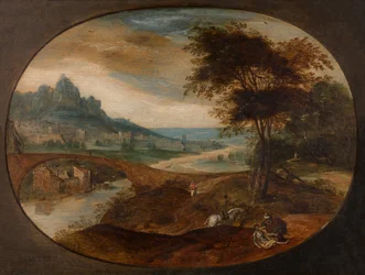 Landschap met de barmhartige Samaritaan