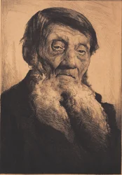 Oude Man met Gespleten, Wit Baard