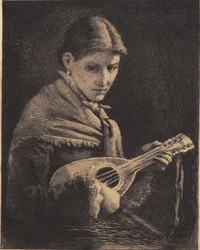 Jonge vrouw met mandoline