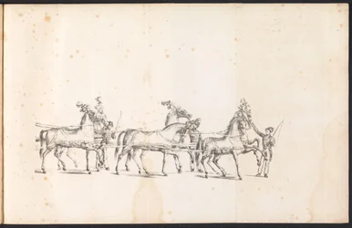 Span van de eerste praalwagen in de optocht voor de Heilige Rombout, 1825
