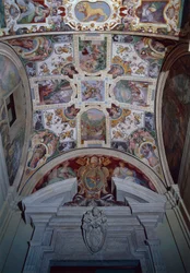 Fresco gewelfd plafond van een hal, Lateranenpaleis, Italië, Lazio, Rome (foto)