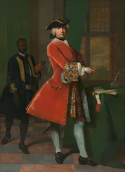 Portret van Jan Pranger en een tot slaaf gemaakte bediende