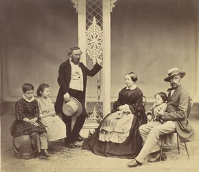 [Groepsportret van zes mensen], 1850s-60s