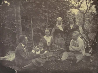 [Drie Vrouwen, Twee Mannen, en een Kind op een Picknick]