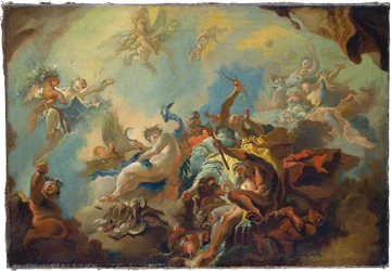 De vier elementen, voorbereidende studie voor een beschilderd plafond (allegorie van de tijd?)