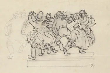 Studie voor een reliëf met dansende boeren