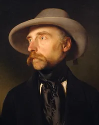 Portret van schilder Franz Wipplinger (1762-1812), schilderij door Franz Eybl (1806-1880)