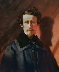 Zelfportret voor Rode Achtergrond