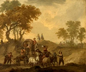 Landschap met bagagewagen