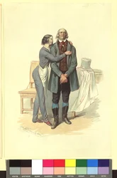 Ida Schuselka-Brüning als bakkersjongen Georg en Carl Carl als pachter Landry in „Een avond, een nacht en een ochtend in Parijs”