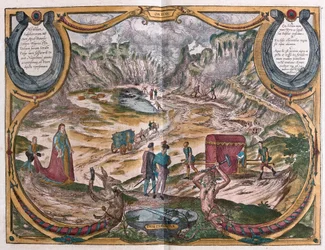 Champs Flegreens, nabij Napels, Italië (gravure)