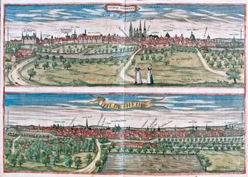 Halle (Saale), Duitsland (gravure)