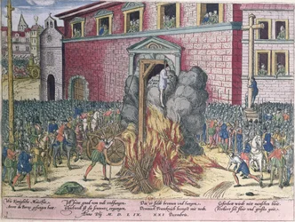 Ophanging van Anne du Bourg (1521-59) Place de Greve, 23 december 1559