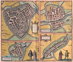 Sneek, Dokkum, Sloten, Ijlst, Nederland (gravure)