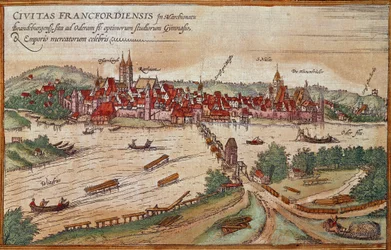 Uitzicht op Frankfurt am Main, Duitsland (gravure)