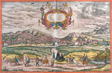 Zicht op Granada, Spanje (ets)