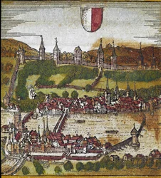 Uitzicht op Luzern - Zwitserland (gravure)