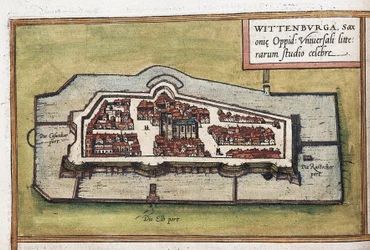 Uitzicht op de stad Wittenberg in Duitsland, detail