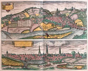 Werden en Essen, Duitsland (gravure)