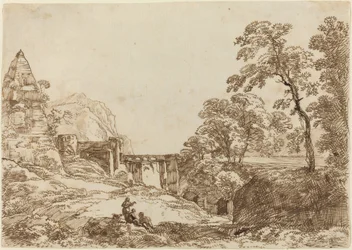 Landschap met een Piramide en Klassieke Ruïnes