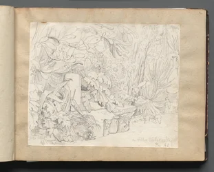 Album met uitzichten van Rome en omgeving, landschapsstudies, pagina 03a: In villa Walkonsky
