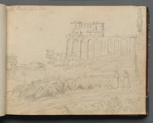 Album met uitzichten van Rome en omgeving, landschapsstudies, pagina 07a: "Villa Barberini in Rome"