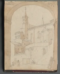 Album met Zichten op Rome en Omgeving, Landschapsstudies, pagina 18a: Sint-Jan van Lateranen, Rome