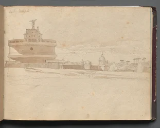 Album met uitzichten van Rome en omgeving, landschapsstudies, pagina 23a: Kasteel Sint Angelo, Rome