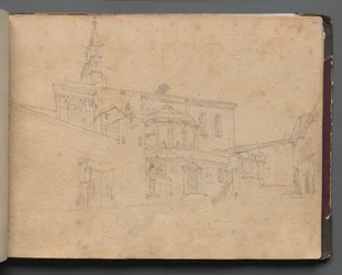 Album met uitzichten van Rome en omgeving, landschapsstudies, pagina 26a: Romeinse architectonische weergave