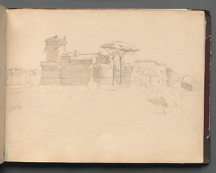 Album met uitzichten van Rome en omgeving, landschapsstudies, pagina 28a: "Ostia"