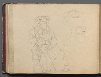 Album met Zichten op Rome en Omgeving, Landschapsstudies, pagina 38b: Figurenstudie
