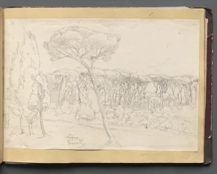 Album met uitzichten van Rome en omgeving, landschapsstudies, pagina 46a: "Frasciti"
