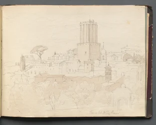 Album met uitzichten van Rome en omgeving, landschapsstudies, pagina 47a: Torre del Nero, Rome