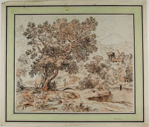 Figuren in idyllisch Italiaans landschap