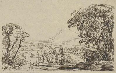 Landschap met vallei in de bergen