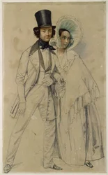 Het echtpaar Paul en Amalie Taglioni (Studie voor het schilderij „Parade van het eerste voetgarderegiment”, 1839)