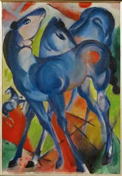 Blauwe merrieveulens (schilderij op doek)
