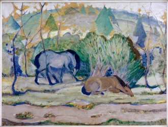Paarden in de wei (Paarden in landschap)