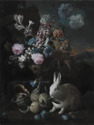 Bloemstuk met konijn