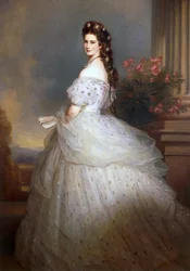 De keizerin Elisabeth van Oostenrijk, met diamanten sterren in haar haar - Keizerin Elisabeth van Oostenrijk met diamanten sterren in haar haar, door Winterhalter, Franz Xavier (1805-1873)