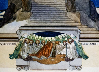 En nieuw nageslacht daalt neer uit de hemel, Vagevuur, canto XXII, Goddelijke Komedie van Dante Alighieri, illustratie door Franz von Bayros (1866-1924), Wenen