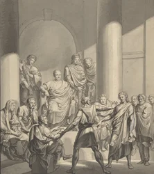 Vergadering van Romeinse Figuren, uit Regulus, een toneelstuk van Collin
