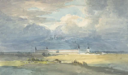 Landschap met een groot gebouw, 1818-83
