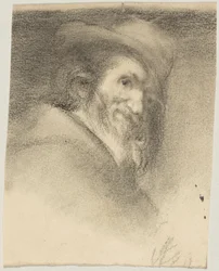 Schets naar Vásquez; hoofd van Menippus; origineel: Madrid, Prado